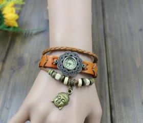 New Retro Vintage Creative Leather Bracelet Watch