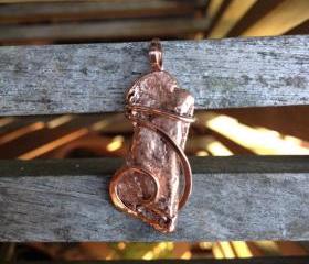 copper nugget tension set in hand forged polished copper