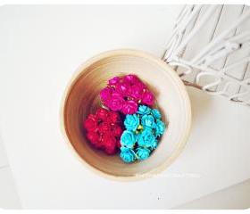 Mulberry mini Rose Buds paper flower mixed color / pack 