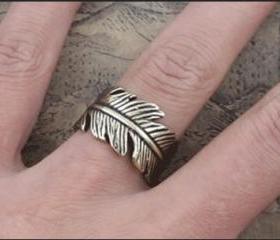 Men's Vintage Handmade Adjustable Leaf Ring