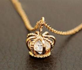 Fashion Crown Zircon Clavicle Chain Necklace