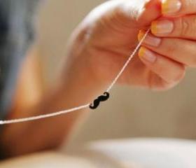 Black Mustache Silver Chain Necklace