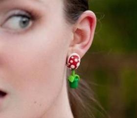 Super Mario Man-eater Flower Fimo Earrings