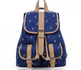 Stylish dark blue floral backpack
