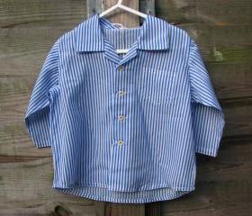 Boys white and blue striped shirt