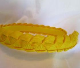 Yellow woven ribbon headband for girls