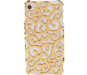 Golden Delicate Flower Pattern Hard Case for iPhone 4 and 4S