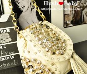 Multi-buckle tassel rhinestone shoulder bag &Messenger bag &backpack