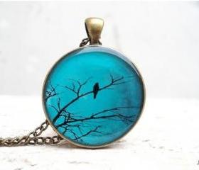 Bird Necklace Teal Pendant Photo Jewelry Made to Order