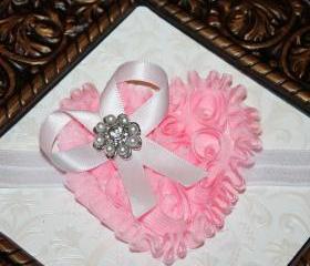 Valentine Pink Chiffon Heart Headband or Clip for Newborn Baby Infant Toddler Girl