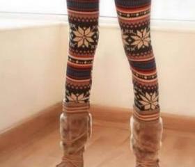 Multi-coloured Ladies Knitting Legging One Size YIF11028