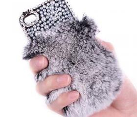 Sexy Rhinestone Winter Warm fur with Lace Cover for iPhone 4/4s