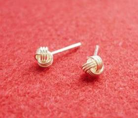 3 mm Small Bright Knot Silver Stud Earrings - Gift under 10 - Unisex - Guys Earrings - Men Jewelry - 925 Sterling Silver