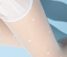 Lovely Heart Print Stockings in White