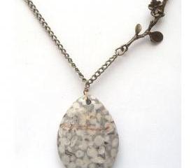 Antiqued Brass Branch Jasper Necklace