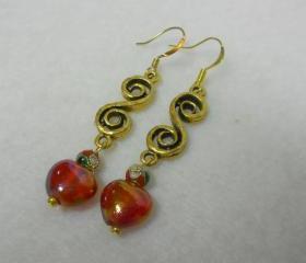 Valentine Red Heart Dangle Earrings