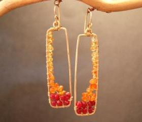 Bohemian 83 Orange Sapphire, Carnelian, and Ruby Earrings