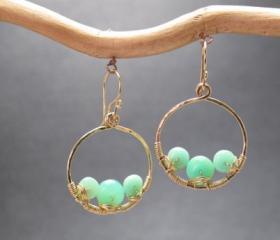 Bohemian 41 Hammered circles with chrysoprase