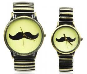 Vintage Style Moustache Logo Couple Watches