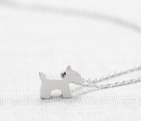 Cute Dog,puppy Necklace in silver