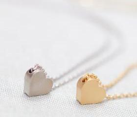 Tiny Matte silver heart necklace