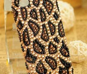Cool Leopard Handmade Rhinestone Hard Cover Case For Iphone 4/4s