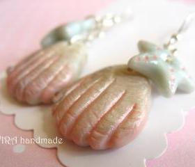 Cute sea shell and sea star earrings