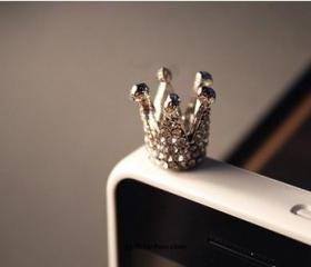 Silver Crystal Crown iphone 4s cell plug