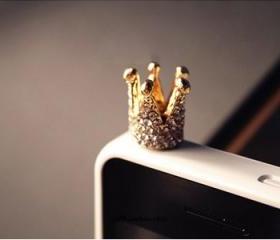 Golden Crystal Crown iphone 4s cell plug 