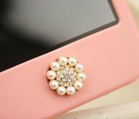 Bling Crystal Circle Pearl iPhone Home Button Sticker for iPhone 4,4s,4g, iPhone 5, iPad