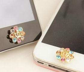 Rhinestone Crown Home Button Sticker for iPhone 4,4s,5