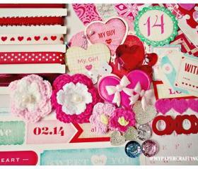 Valentine Day heart shape album Kit - Fourteen by Crate Paper 