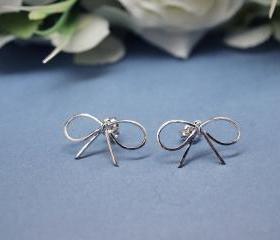  BIG Bowknot Stud Earrings in silver