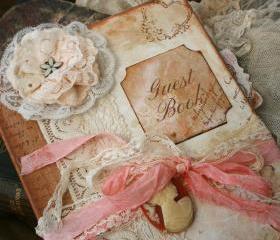Custom Vintage style Guest book for wedding - vintage shabby chic - 100 pages