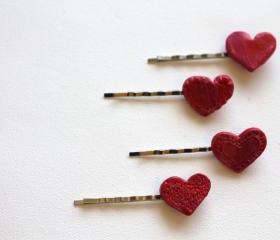 Teeny Tiny Heart Hair Pins, Valentines Day Hair clip, boho, gypsy, hippie, hair accessory