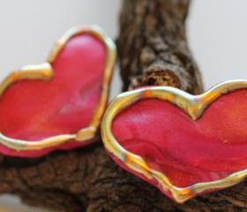Teeny Tiny Heart Barrettes, Valentines Day Hair clip, boho, gypsy, hippie, gold, gilt, hair accessory, formal, holiday, dressy, unique