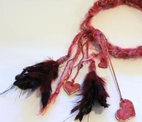 Head Band, Hair Wrap, Boho, Gypsy, Feathers, Tassels, Hair Accessory, Neck Wrap, Hearts, Beads