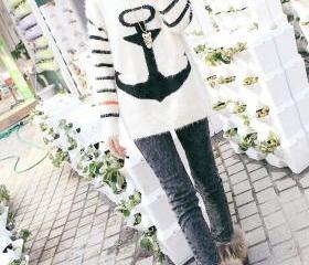Vintage Anchor Stripes Style Sweater Color Black