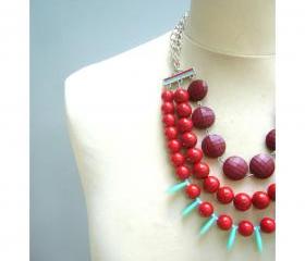  chunky red necklace, valentine necklace