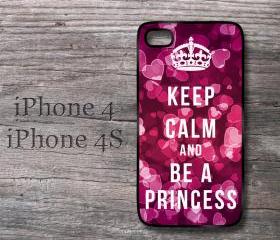 iPhone case Keep Calm and be a Princess love cute hearth hard case iPhone4 4S and new iPhone 5