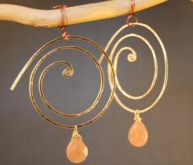 Nouveau 70 Hammered swirly hoops with your choice of stone