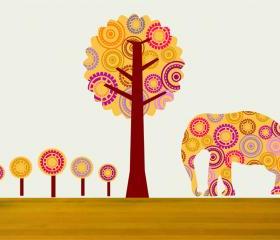 Elephant and Tree Wall Decals for Children