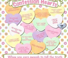 Valentine Confession Hearts Candy Treat Label Digital Download Printable Scrapbook Tag Collage Sheet