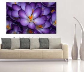 16x10 Digital printed Canvas purple flower to your wall (size: 16x10 inch plus border).