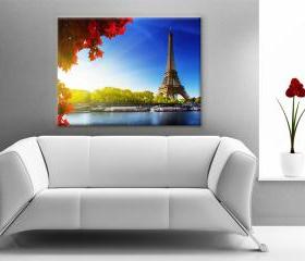 24x17 Digital printed Canvas Eiffel Tower to your wall, nature photo in paris (size: 24x17 inch plus border).