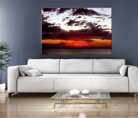 16x10 Digital printed rustic Canvas sunset to your wall, colorful and interesting clouds, sky photo (size: 16x10 inch plus border).