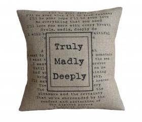 'Truly Madly Deeply' Pillow Cover 