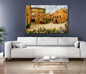 15x11 Digital printed Canvas old italy house to your wall houses in Italy (size: 15x11 inch plus border).