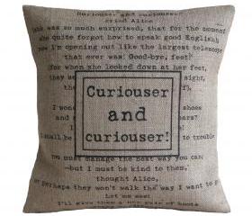 'Curiouser And Curiouser' Alice in Wonderland Cushion Cover 