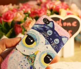 Lovely Big Owl Case for iPhone 4/4s in Blue